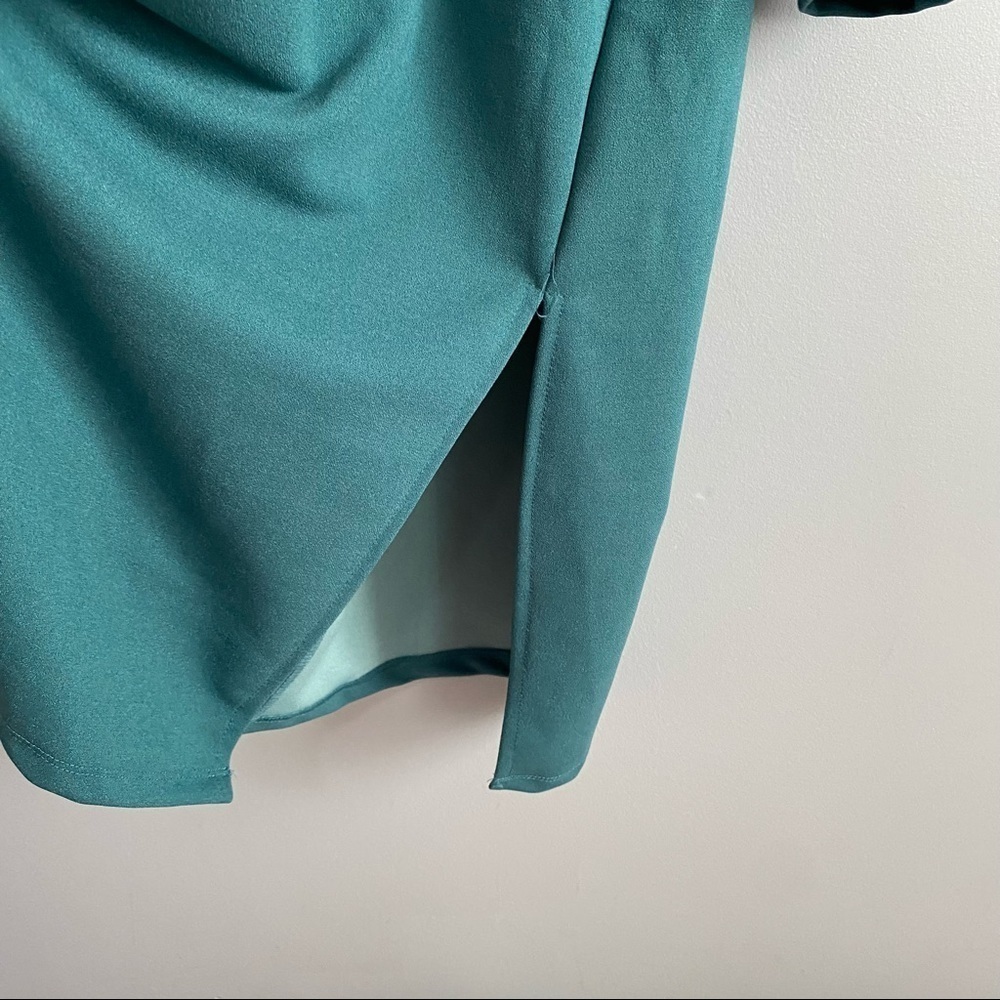 Max+Ash Cold Shoulder Long sleeves Sheath Dress with Slit In Emerald Green Sz M - Picture 7 of 8